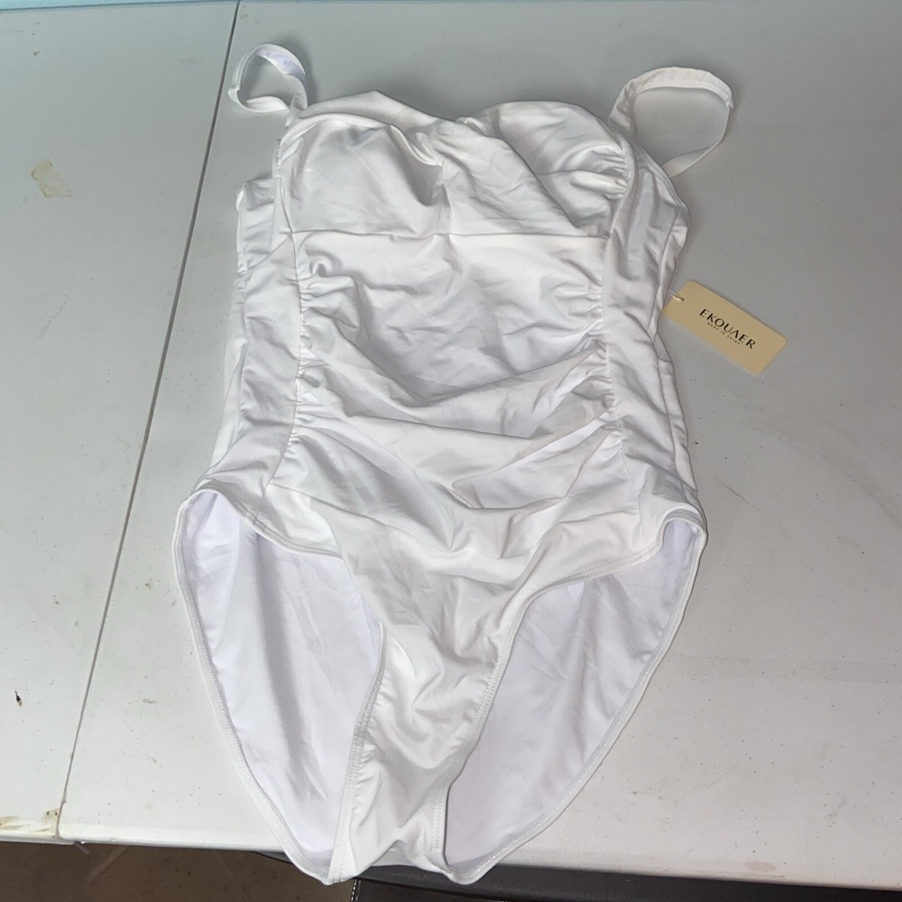 Ekouaer Women's One-Piece Swimsuit XL White Swimwear Bathing Suit